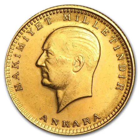 χρυση λιρα τουρκιας 1923 μπροστά όψη