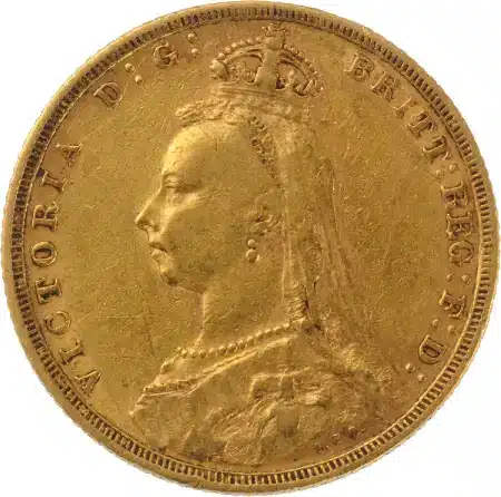 χρυσή λίρα victoria 1889 μπροστά όψη