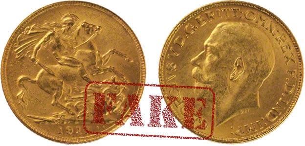 A Lebanese fake 1917 gold sovereign